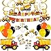 Construction Birthday Party Supplies (Serves 16) , Dump Truck Party Decorations for Kids，Include Construction Party Plates, Tablecloth, Cups, Napkins, Construction Balloons for Boys