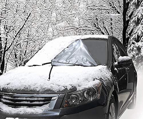 MAJALiS Car Windshield Rear Mirror Cover, Windshield Sunshade Foldable Windshield Cover Sun Shade Reflection Blocker Magnetic Scrachproof Windproof Fits Universal Vehicle All Season