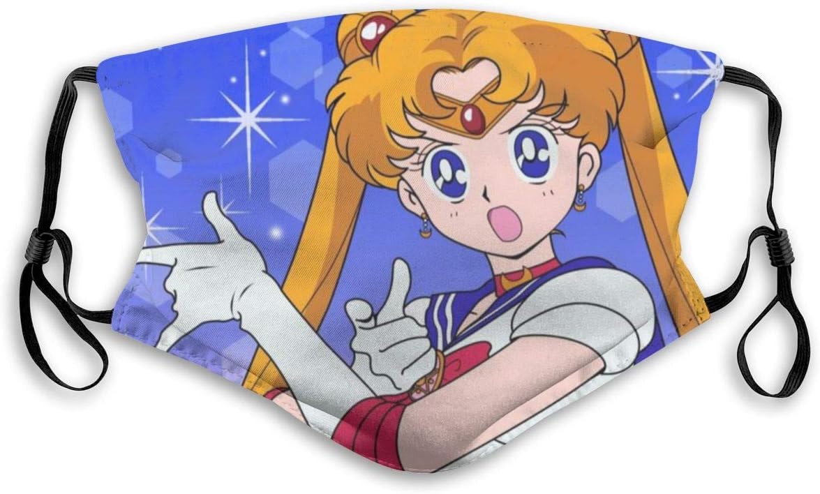 Men's Women's Reusable Sailor Moon Mouth Covers Belt Filter Windproof Mouth Guard Adult Child