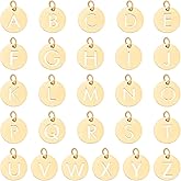 UNICRAFTALE 26Pcs 26 Styles Letter Charms Stainless Steel Charms 12mm Alphabet Pendants A~Z Flat Round Pendants Golden Metal Charms Necklace Charms for DIY Bracelet Earrings Jewelry Making