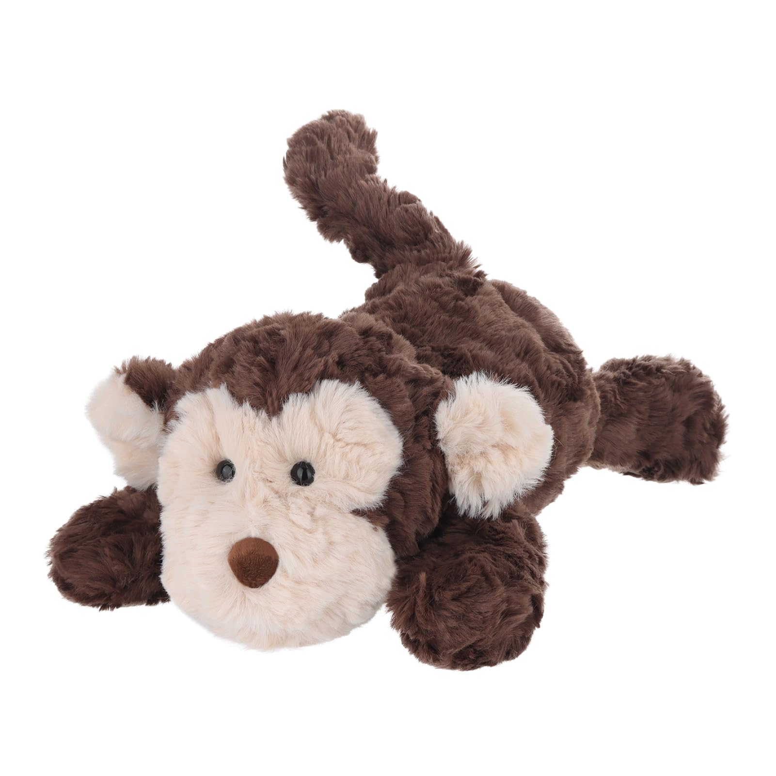 Apricot Lamb Lying Monkey Plush Stuffed Animals for Kids, Soft Cute Plushies Toys for Baby Girl and Boy, Fluffy Lying Monkey Brown 13.8 Inches