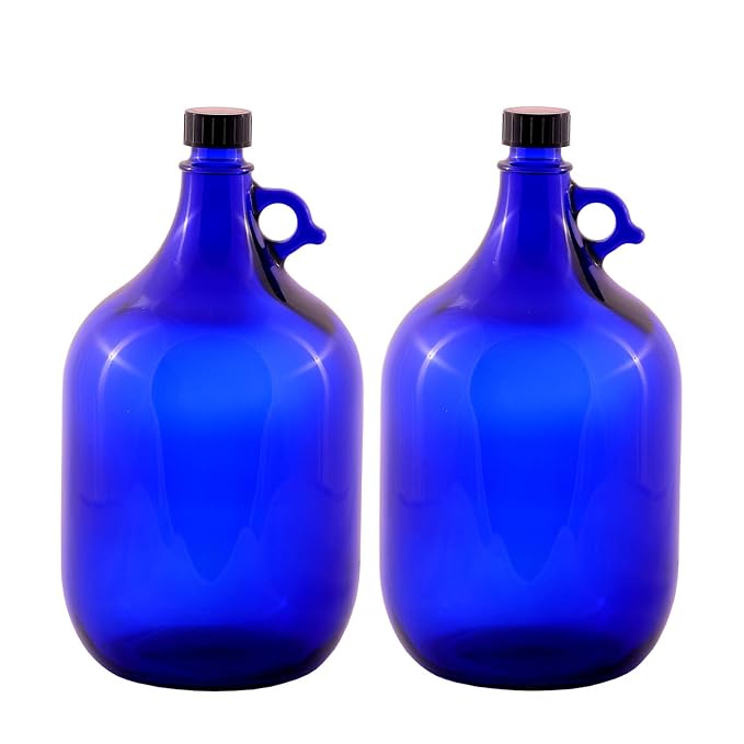 Unbekannt 2 x 5 Liter Glasballonflasche in blau Gallone/Blume des Lebens