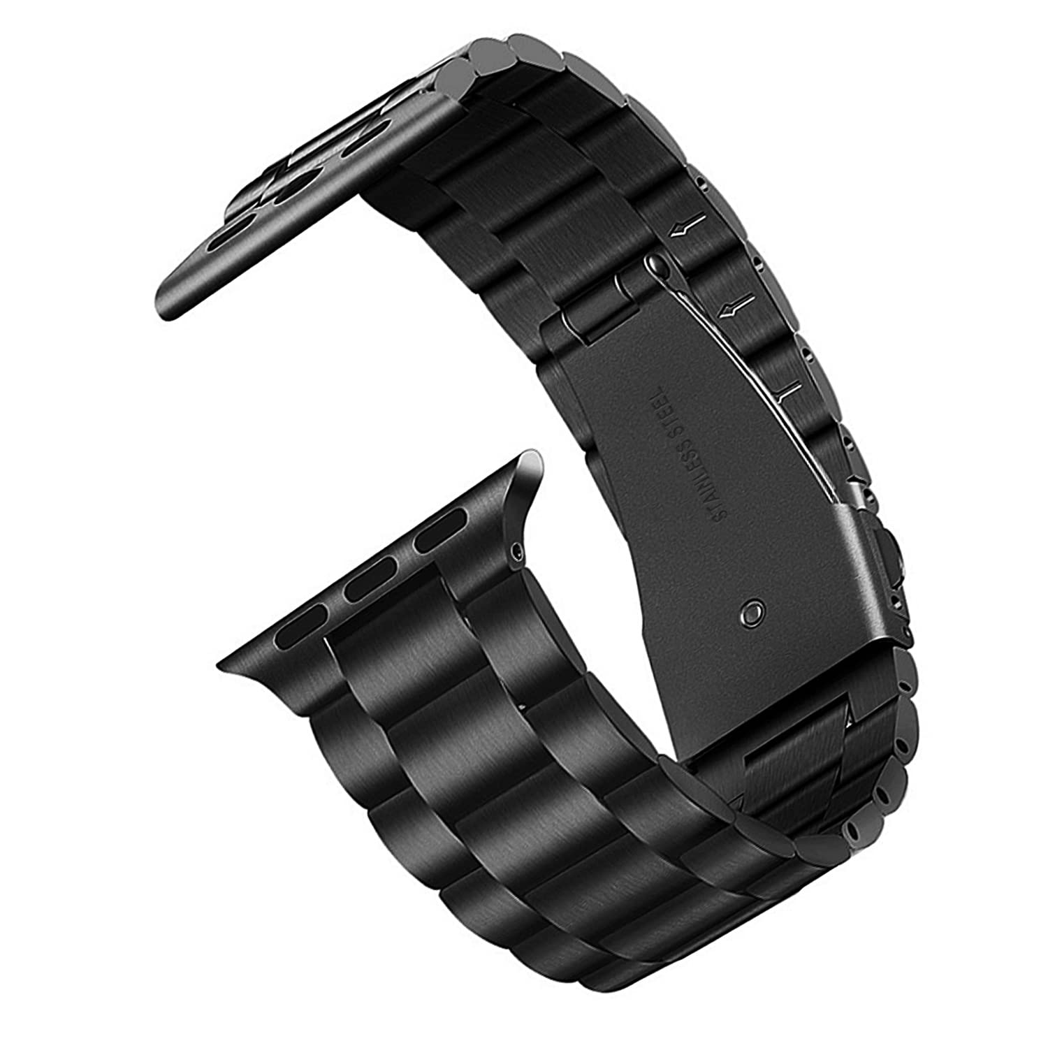 JFUME Compatible with Apple Watch Band 42mm 44mm 45mm 49mm Metal for iWatch bands foreries SE 9 8 7 6 5 4 3 2 1 Ultra Ultra2 Men 304 Stainless Steel Adjustable - Black