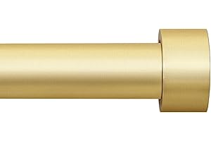 Zeerobee Curtain Rods for Windows 32 to 48, 1 Inch Heavy Duty Drapery Rods with Adjustable Length, Outdoor Modern Curtain Pole with Simple End Caps, 32"-28", Brushed Gold