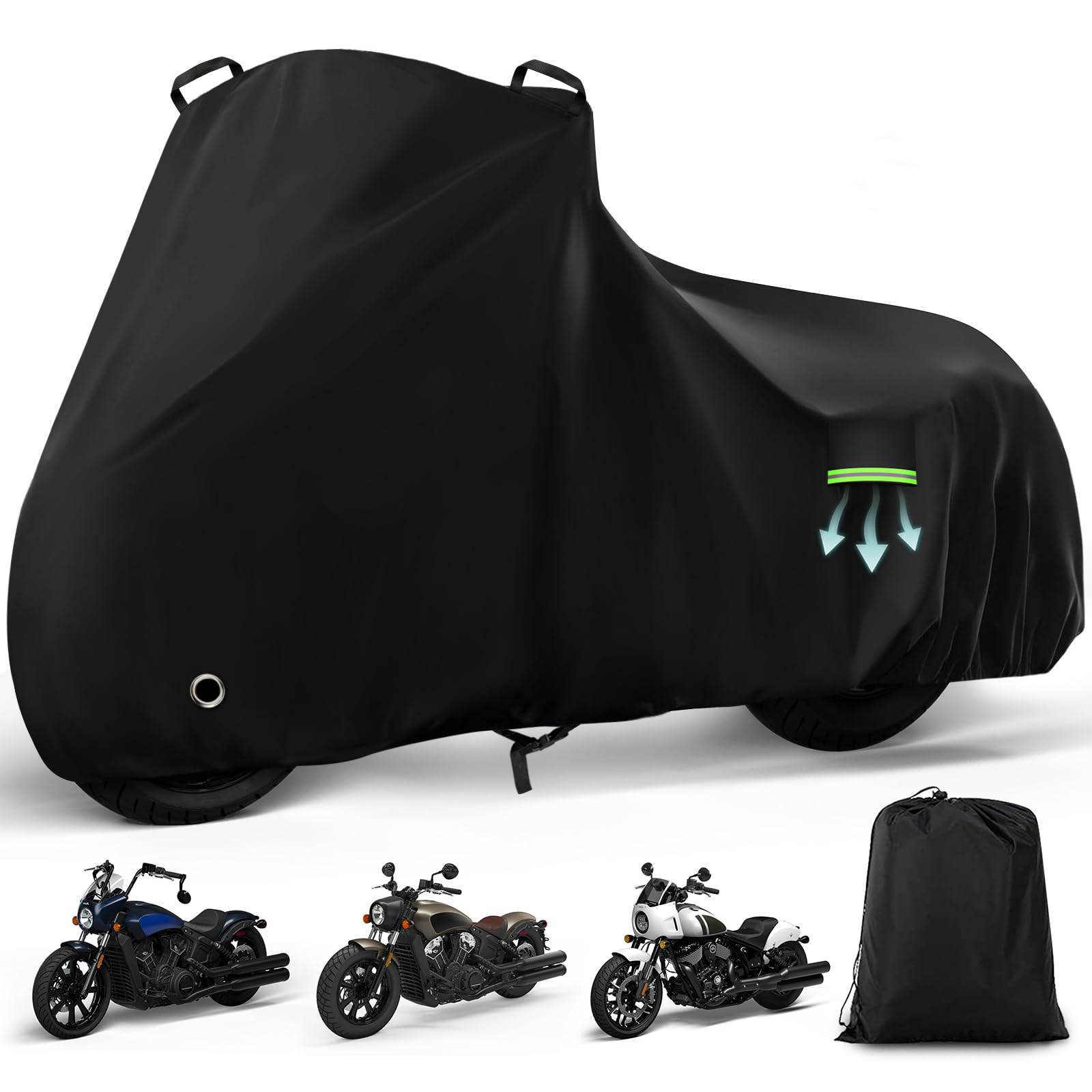 Photo 1 of Motorcycle Cover Waterproof for Indian Scout/Scout Bobber/Scout Sixty/Sport Chief, Heavy Duty Outdoor Sun Rain Snow UV Dust All Weather Protection Motorbike Cover with Soft Cotton Lining & Lock Hole