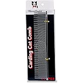 Warren London Carding Cat Comb | 7.5 inches made with Copper | Rounded Tips Prevent Irritation | Dual Tooth Design for Short &amp; Long Hair removes Mats and Tangles