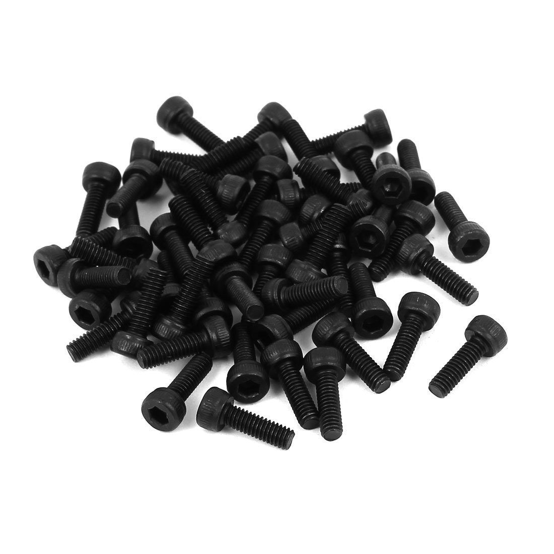 Sourcingmap M2.5x8mm 14.9 Alloy Steel Hex Socket Head Knurled Cap Screw Bolt Black 50pcs