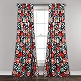 Lush Decor, 95" x 52", Navy Poppy Garden Curtains