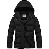 WULFUL Women’s Winter Coats Lightweight Warm Thicken Puffer Jacket Waterproof Quilted Winter Jacket with Removable Hood