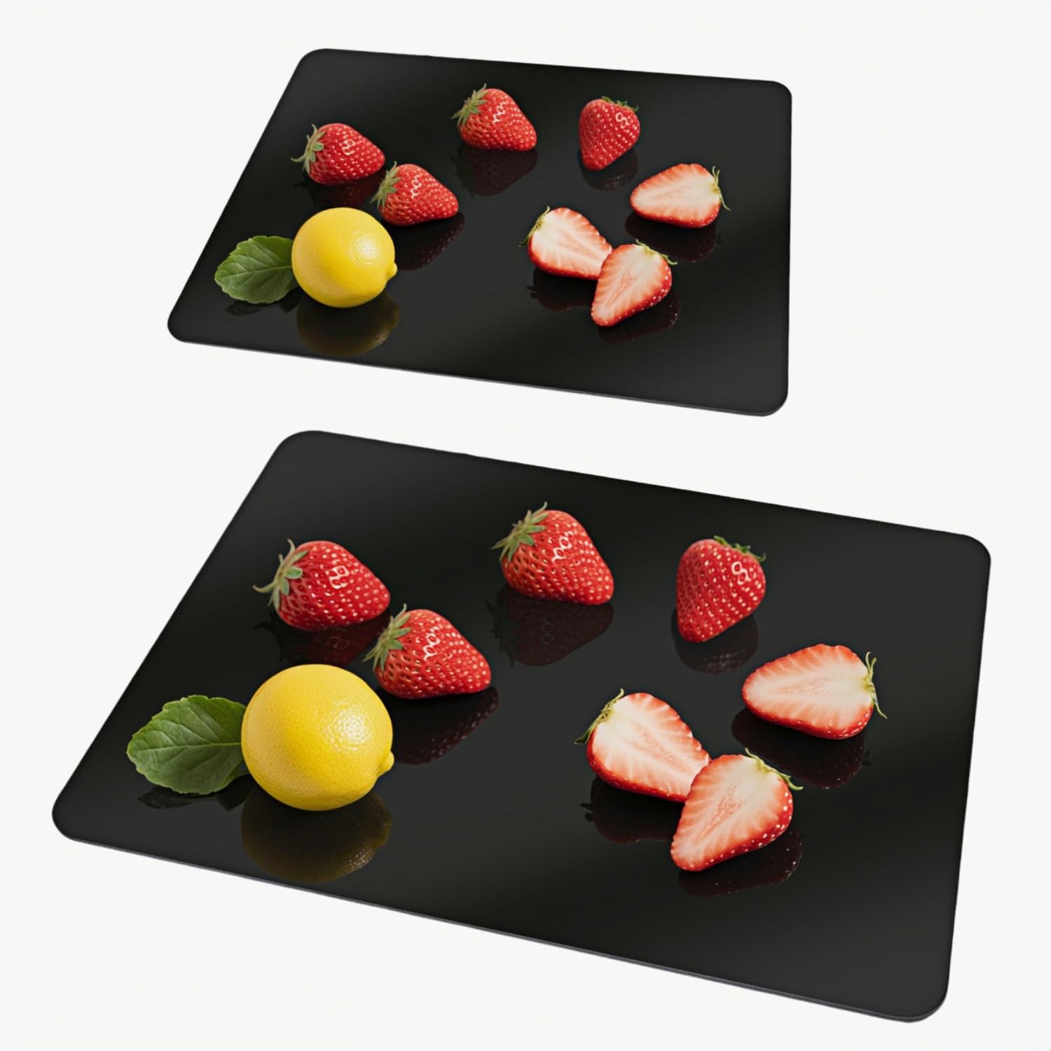 Photo 1 of 2 PackTempered Glass Cutting Board for Kitchen, (16"x12" & 12"x8") Rounded Corner Glass Cutting Board for Countertop, Dishwasher Safe, Scratch Resistant, Heat Resistant, Shatter Resistant (Black)