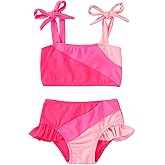 YOUNGER TREE Toddler Girls Two Pieces Swimsuit Color Block Stripe Swimwear Summer Beach Bathing Suit 18M-5T