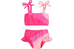 YOUNGER TREE Toddler Girls Two Pieces Swimsuit Color Block Stripe Swimwear Summer Beach Bathing Suit 18M-5T