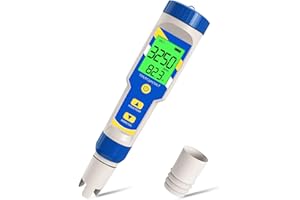 Yewhick Pool Salt Tester, Digital Salinity Tester for Saltwater Aquarium, 5 in 1 pH and Salinity Meter for Saltwater Pool, High Accuracy Salt Meter for Pool, Aquarium, Koi Fish Pond,Hot Tub, Spas