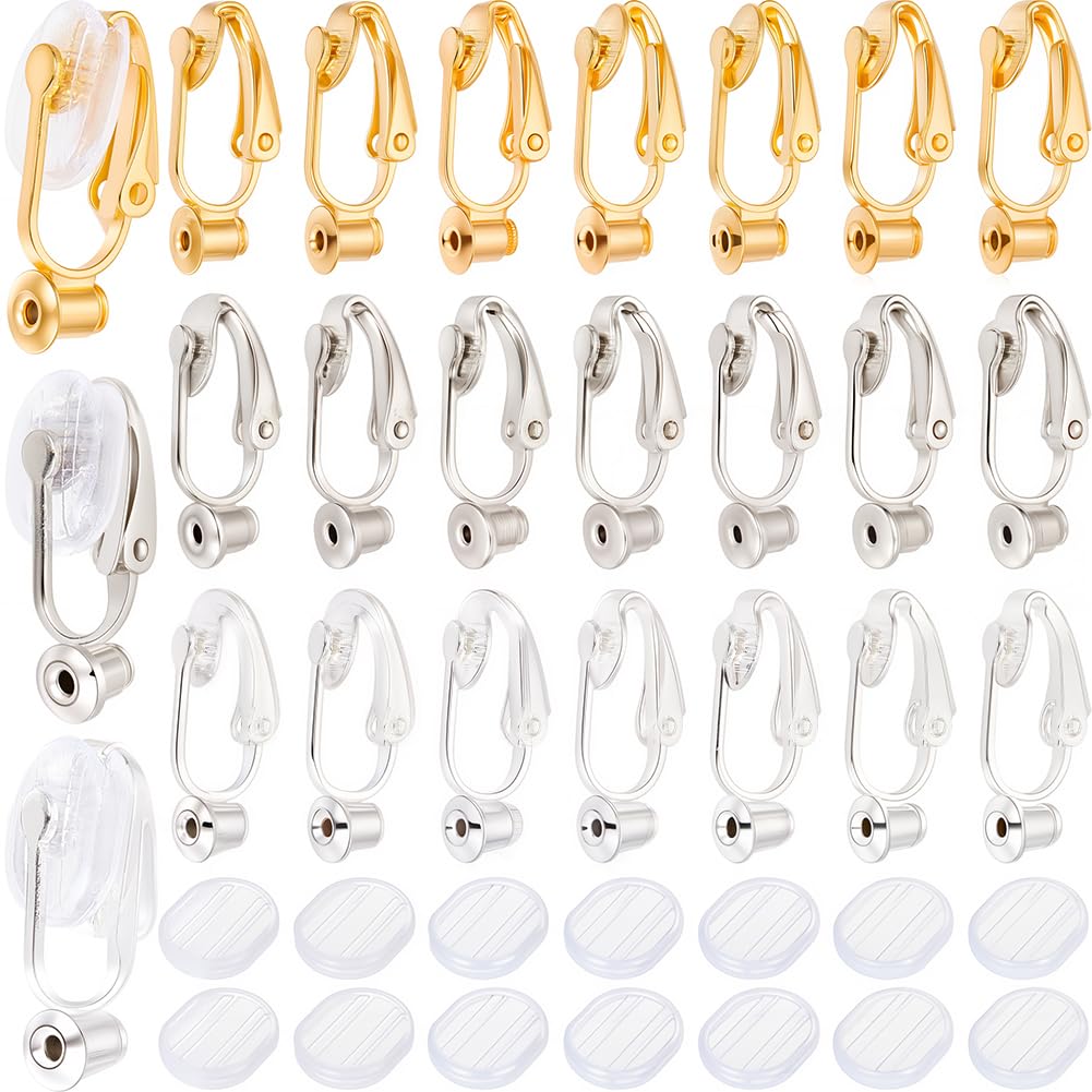 SOFPLATE 1 Box 36Pcs Clip & Earring Converter Silver Backs & Clips for Jewelry Making Supplies DIY Craft Beginner