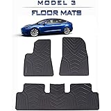 Tmate Tesla Model 3 Floor Mats, All Weather Non-Odo Eco-Friendly Heavy Duty Genuine Rubber Latex Material Flexible Floor Prot