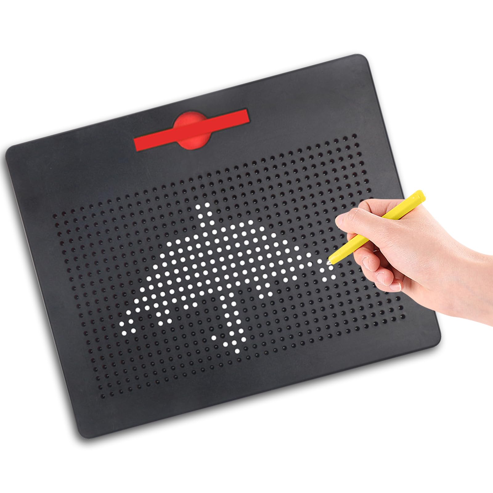 ALEENFOON Magnetic Steel Ball Drawing Board for Kids Children, Writing Stencils Toys Sketch Doodle Pad Scribble Writing Board Toy with Magnetic Pen (Large, Black)