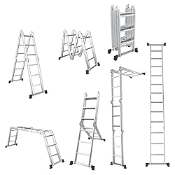 Giantex 7-in-1 12 Ft Tall Folding Step Ladder, Max