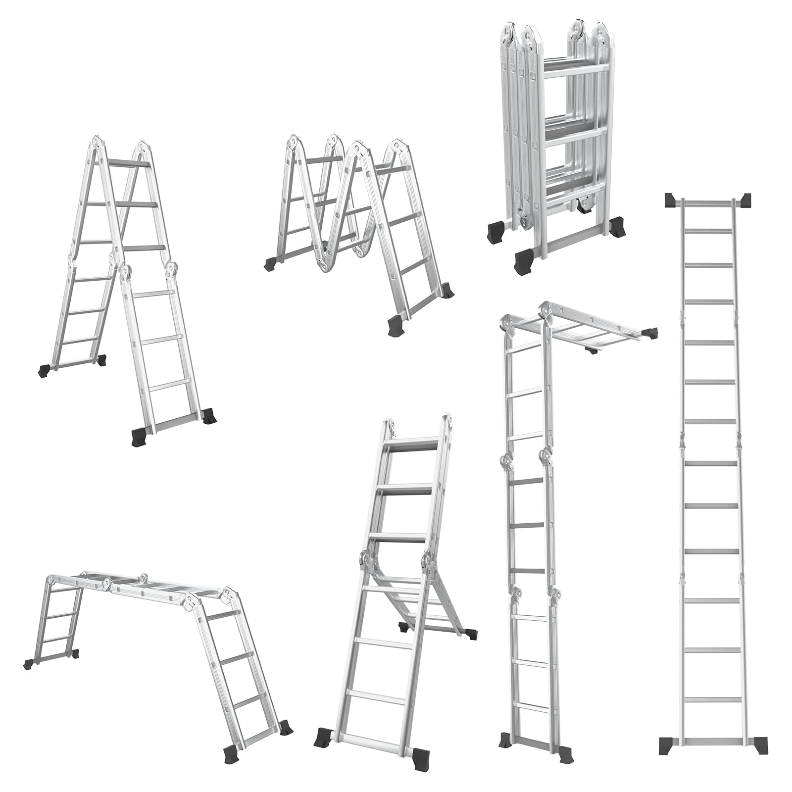 Giantex 7-in-1 12 Ft Tall Folding Step Ladder, Max