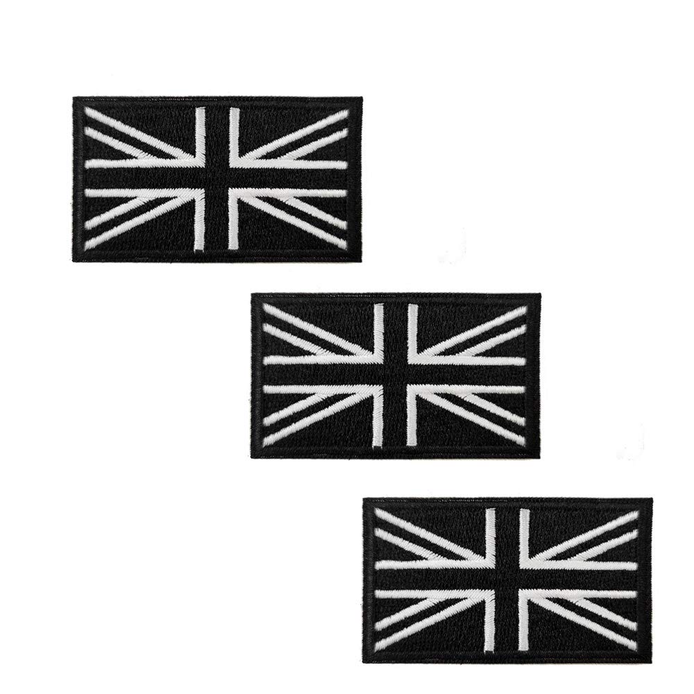 Cute-Patch Black British National Flag Emblem Iron On Patches Embroidered