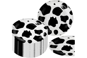 BELMAKS 60PCS Cow Print Plates 7 Inch and 9 inch Cow Print Party Supplies for Cow Party Cow Print Baby Shower Cow Birthday De