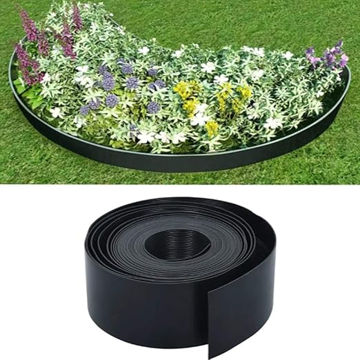 Amazon Com Zamax 10m 393 7 Garden Edging And Landscape Edging Flexible Flower Beds Borders Paths And Ponds Uv Moist And Heat Resistant Pe Material Easy To Use Black 393 7 X 3 9 Kitchen Dining