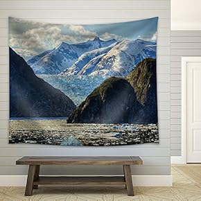 Mountain Landscape,Tracy Arm,Alaska - Fabric Wall Tapestry Home Decor - 51x60 inches