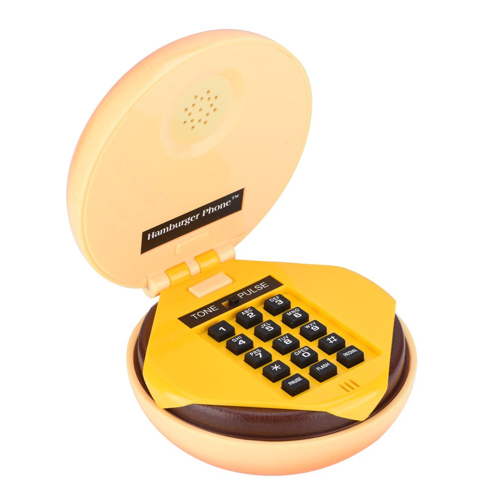 Wandisy Burger Phone, Analogue Landline, Novelty Hamburger Telephone, Retro Old Fashioned Phone for Home Office Decoration, Kids Gift