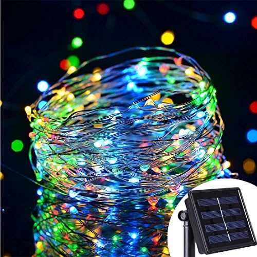 Solar Powered String Light, Fairy Decorative Starry String Lights, Copper Wire Lights Ambiance Lighting for Outdoor, Gardens, Homes, Dancing, Garden, Christmas Party (Multicolor, 33ft, 100 LEDs)
