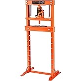 VEVOR Hydraulic 12 Ton H-Frame Garage Floor Adjustable Shop Press | Heavy-Duty Steel, with Movable Plates for Bending, Straightening, and Stamping, 1.6" to 27.8" Adjustable Height, Orange