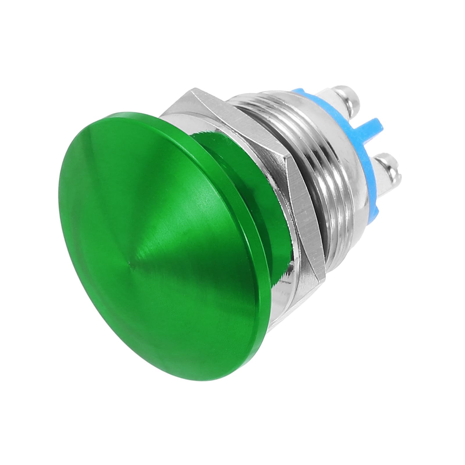 METALLIXITY 1PCS 3A 19MM 3/4" Momentary Mushroom Head Push Button Switch 12V 24V 120V 250V AC Green 1NO Waterproof IP65 SPST Self-resetting Domed Round 2 Screw Foot Button