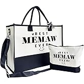 Beach & Outing Tote Bag for Memaw - Canvas with Inner Pocket & Make Up Bag - Mother's Day & Birthday Gift