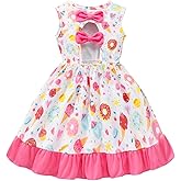 Popshion Toddler Girls Dresses Sleeveless Back Bowknot Dress Baby Girl Summer Clothes Kids Birthday Party Sundress 1-7 Years
