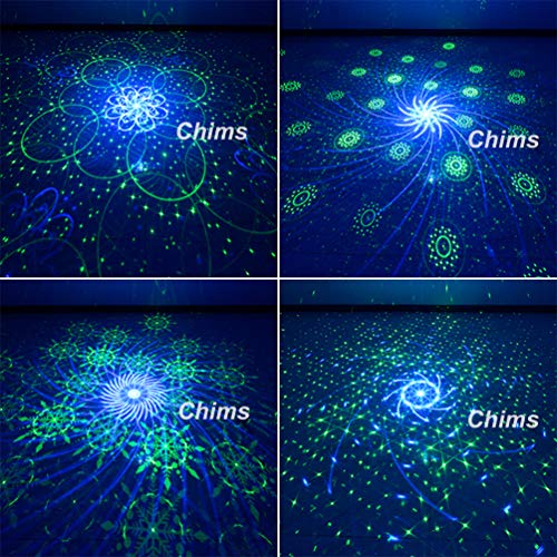 Chims DJ Laser Lights Projector Green Blue Laser with LED 40 Patterns GB Color Remote-control Decoration Lighting System for Family Party DJ Music Show Disco Bar Club Christmas (2 Lens GB 40 Patterns)