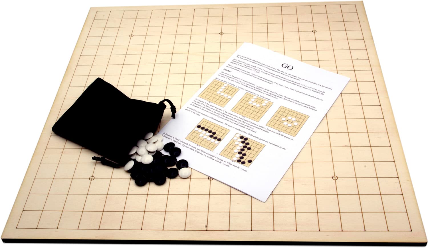 Brimtoy Go Game set (Goban) - 40cm wooden board, supplied with Go stones and instructions - Ancient Japanese game of strategy - Adult - Unisex - Made in the UK
