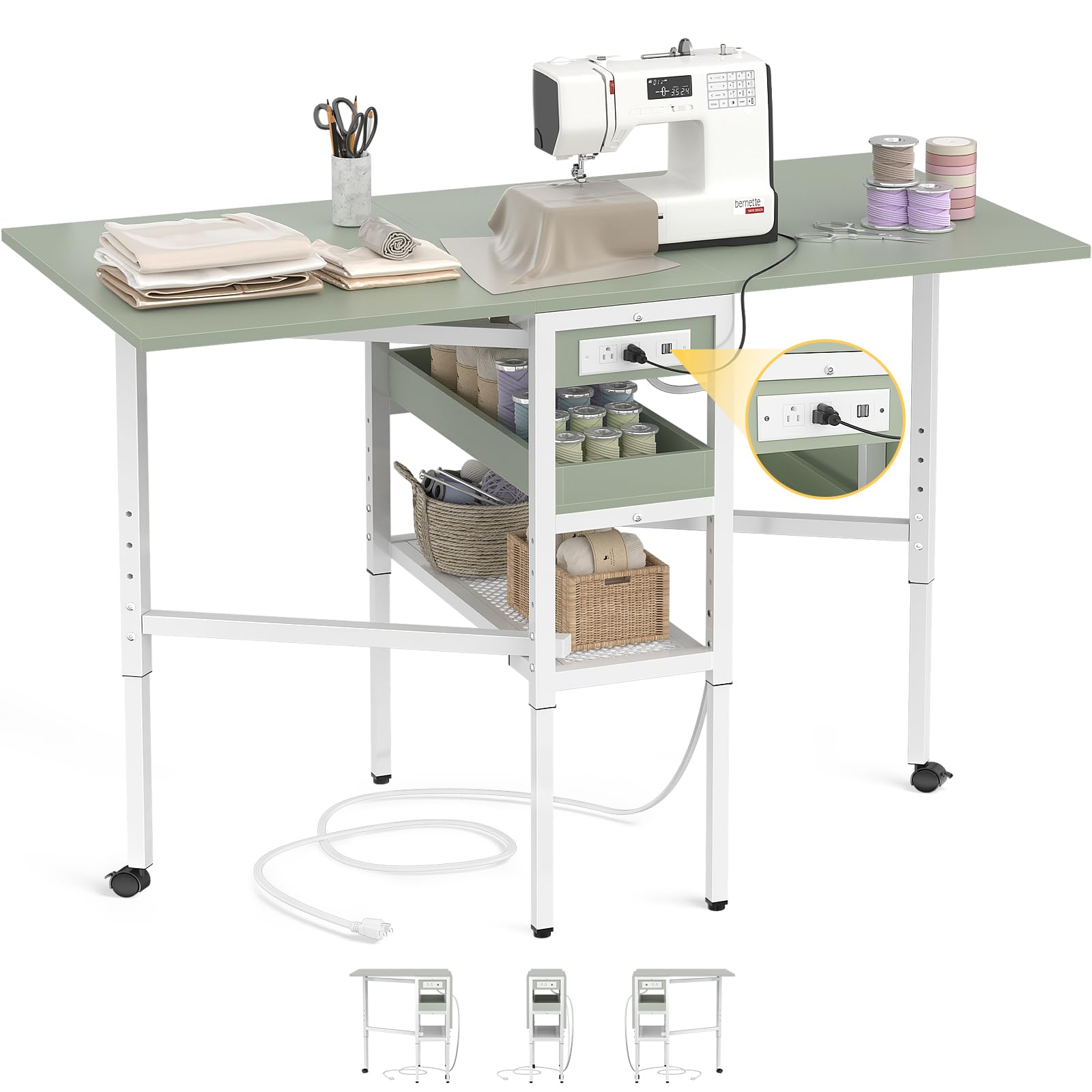 Besiost Folding Sewing Cutting Table with Charging