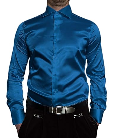Pierre Martin Designer Herren Glanz Hemd Slim Fit tailliert bügelleicht langarm Glanzhemd eng geschnitten bunt
