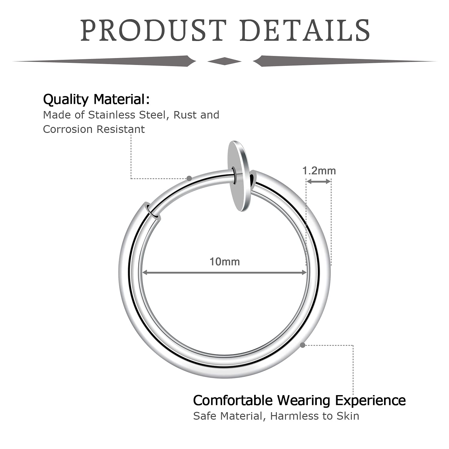 Mayhoop 16g Cartilage Earrings - Men Women Surgical Stainless Steel Tragus Piercing Jewelry Stud Hoop Forward Helix Rook Daith Conch Earrings