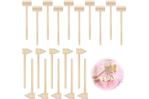YASYU 20 Pcs Mini Wooden Hammer, Natural Wooden Mallets for Breakable Chocolate,Cracking Crabs and Seafood,Small Wood Toy Mallets,Educational Pounding Toy Mallets for Kids(2 Types)
