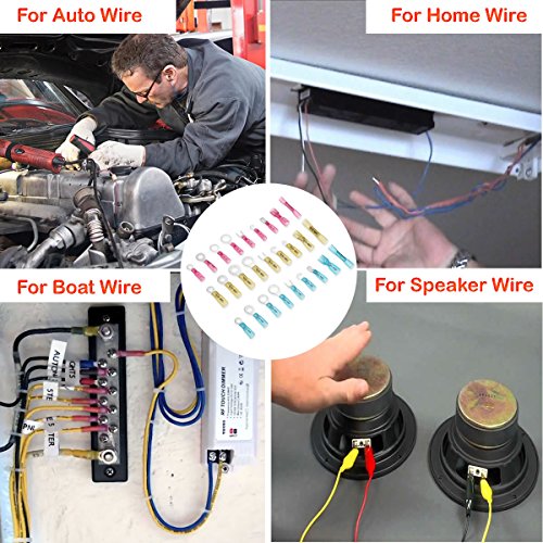 Kuject 300PCS Butt Connector Kit, Waterproof Electrical Crimp Wire Terminals, Include Ring Terminals (Copper Lugs), Spade Connectors, Hooks, Forks, Quick Disconnect Terminals for Automotive, Marine