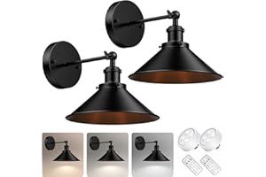 NookNova Battery Operated Wall Sconce, Swing Arm Wall Lights Battery Powered Sconces Wall Lamp Fixture Industrial Cordless Wall Lights Set of 2 with Remote Adjustable for Bedroom Farmhouse Hallway