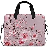 ALAZA Pink Floral Cherry Blossom Laptop Case Bag Sleeve Portable Crossbody Messenger Briefcase w/Strap Handle, 13 14 15.6 inch