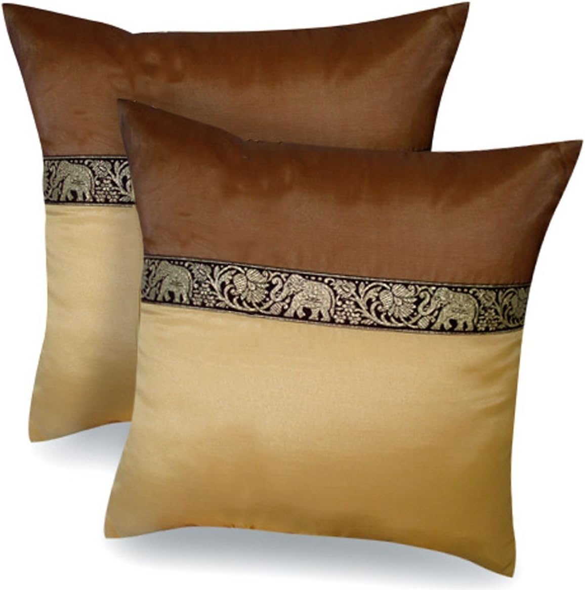 Thai Silk Cover/pillow Case Brown Handmade (Random Color)