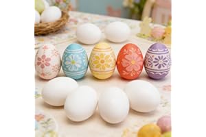 9Pcs Easter Day Party Favors, White Eggs DIY Craft Supplies, Party Holiday Home Indoor Decorations