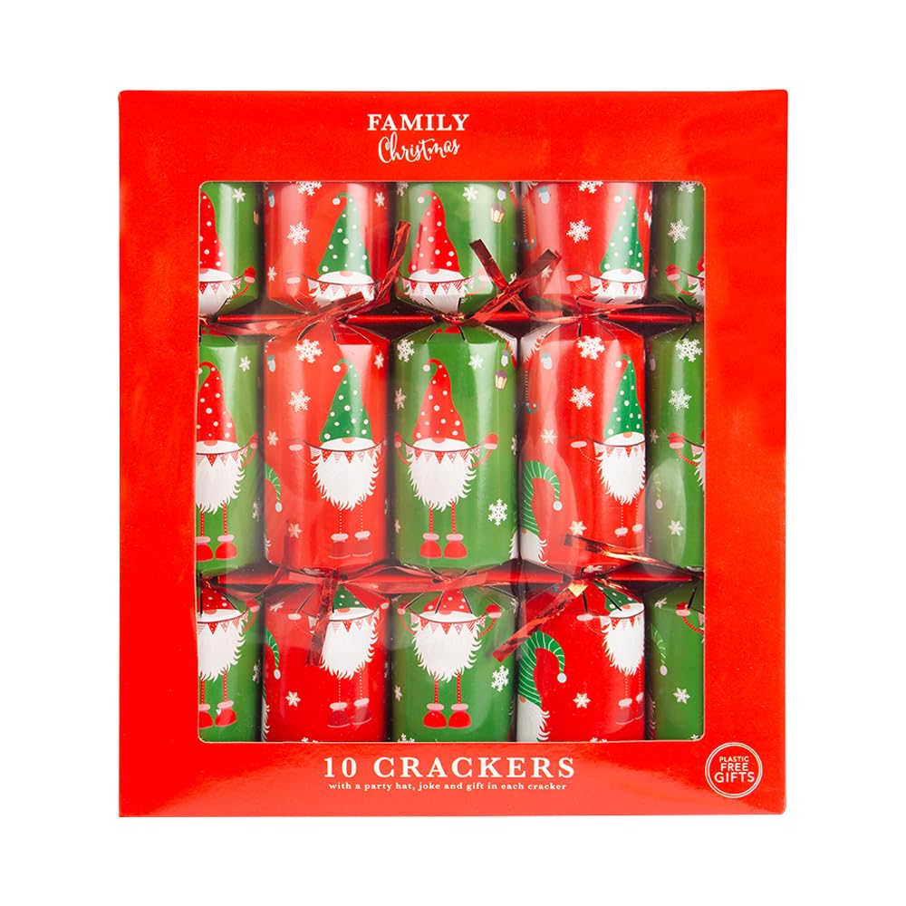 OnlineStreet - Christmas Party Crackers for Loved Ones - Family Crackers with Novelty Gifts | Pack of 10 Christmas Crackers in Assorted Colors & Designs, Xmas Gift (A Gonks Christmas)