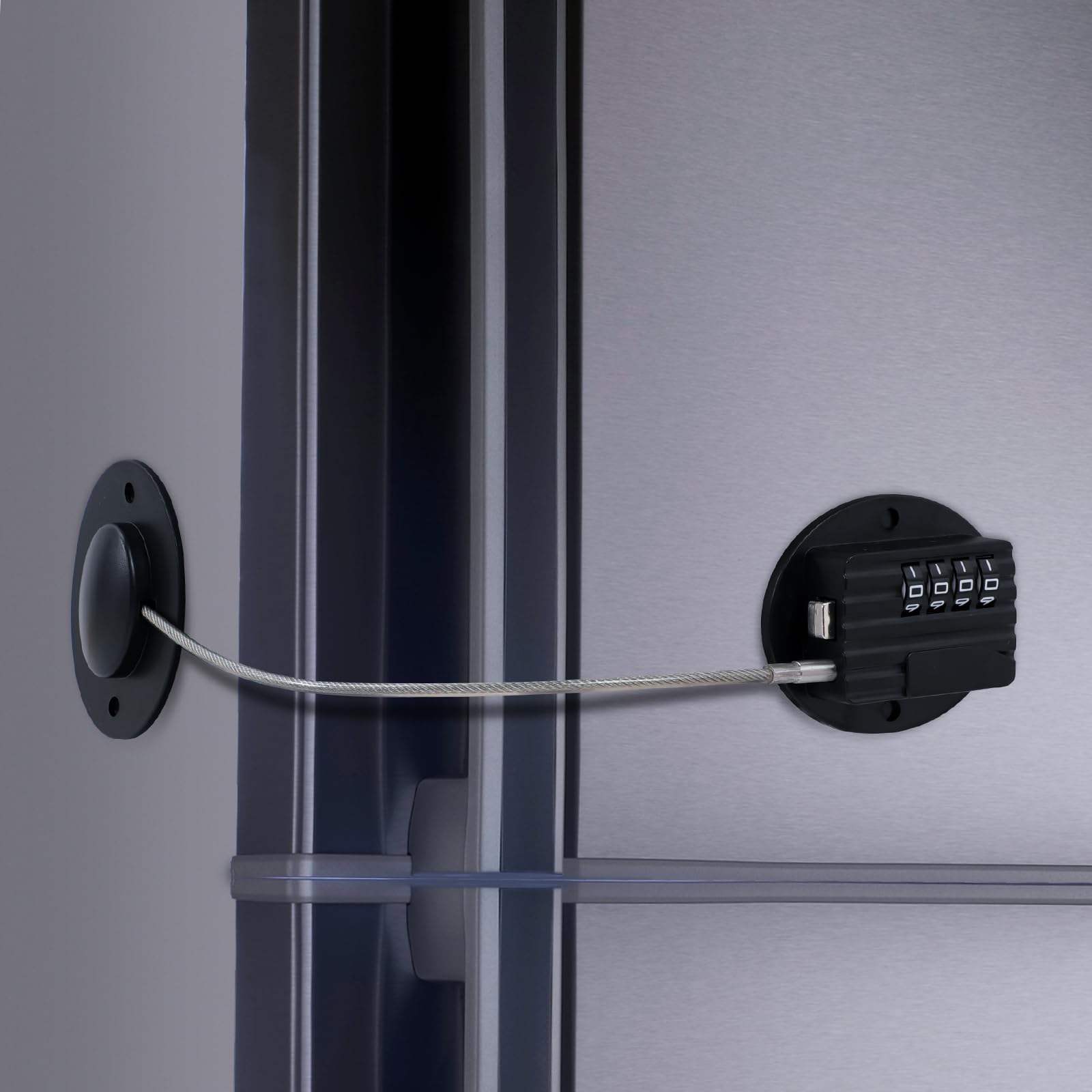 GCRQ Fridge Lock Child Safety 4-Digit Password Cabinet Lock, Upgraded Refrigerator Lock with Combination, for Door, Drawer, Freezer, Windows, Protect Children and Prevent Theft(1 Pc, Black)