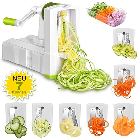 7 in 1 Gemüseschneider - Obstschneider Zwiebeln schneiden Edelstahl Klingen für Salat Fleisch Knoblauch Nüsse Obst Kraut