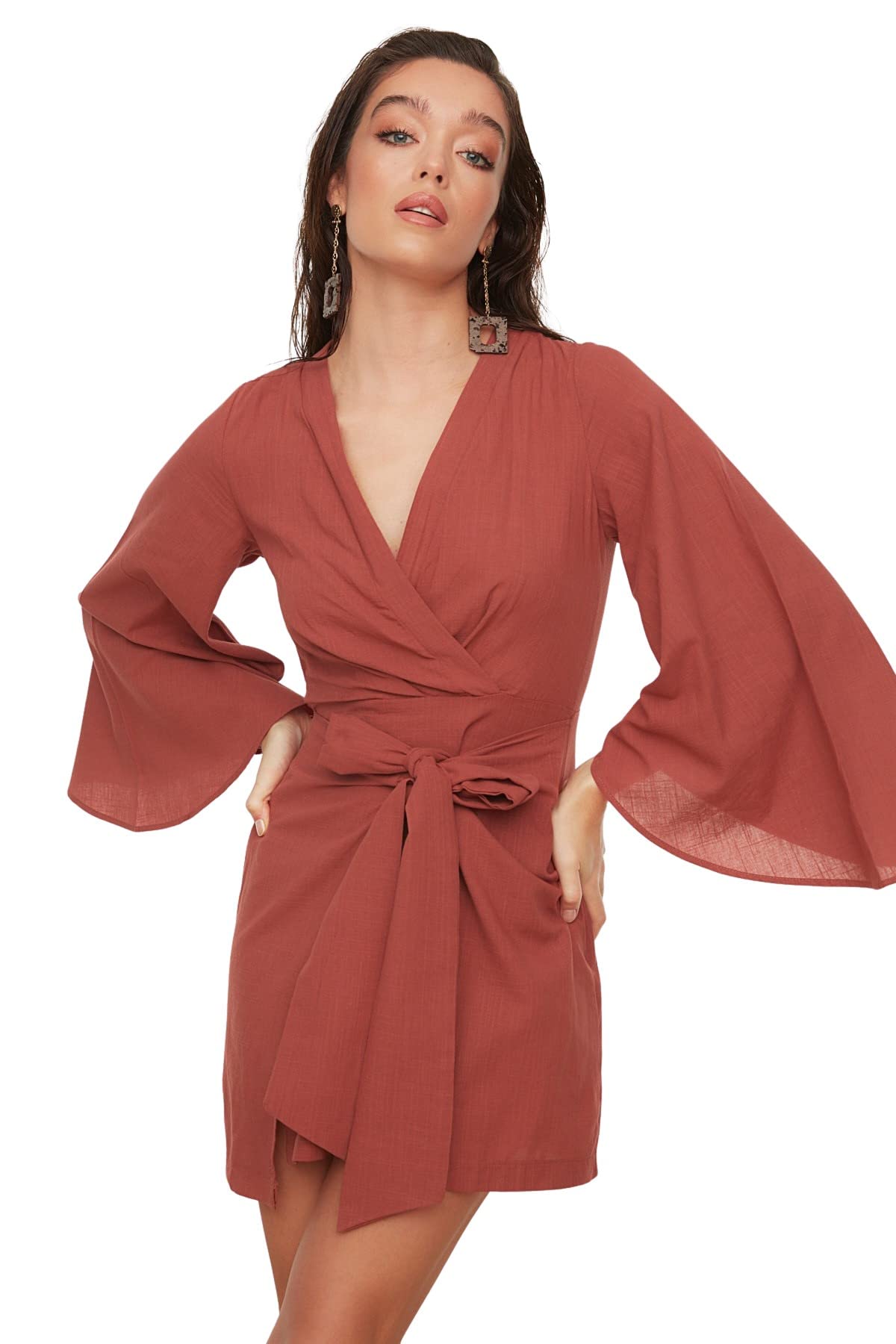 Trendyol Woman Beachwear Mini Shift Regular fit Woven Dress