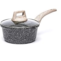 Carote 1.5-Quart Sauce Pan with Glass Lid,Soup Pot Nonstick Saucepan Granite Coating from Switzerland