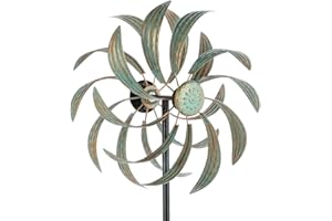 Viveta Wind Spinners Outdoor,13'' Dia Metal Classic Style Pinwheels,Waterproof Wind Sculpture with 4 Stable Stake,Wind Spinner for Outdoor Patio Decor