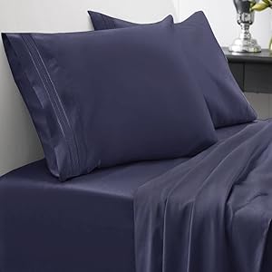 Sweet Home Collection 1500 Series Bed Sheet Set Brushed Microfiber 1500 Bedding - Wrinkle, Fade, Stain Resistant - Hypoallergenic 4 Piece Bed Sheet Set - King, Navy